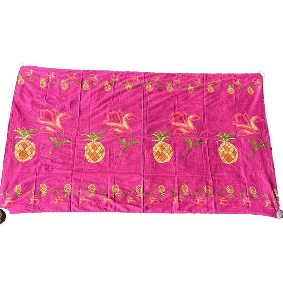 Simone Perele Sarong Bikini Wrap Pink Pineapple Swim Cover Up Scarf 100% Cotton - Picture 1 of 7